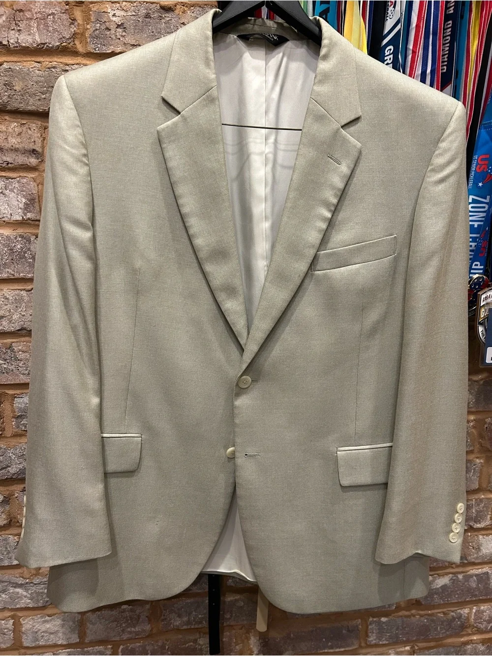 Jo S A Bank Men's Light Gray Classic Notch Lapel Blazer
